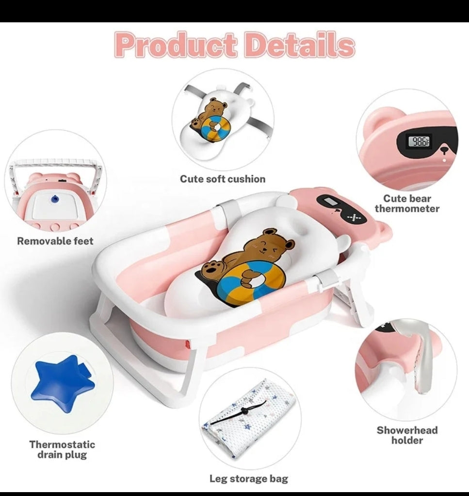 Ameenou Foldable Baby Bathtub With Temperature Detection